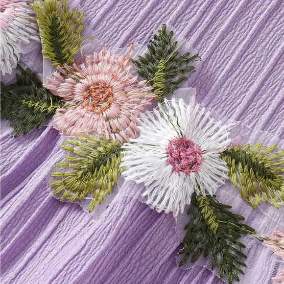 Baby Girl 12-18 m Floral Embroidered Two-Piece Sets Mint& Lavender Summer Shorts - Picture 7 of 12